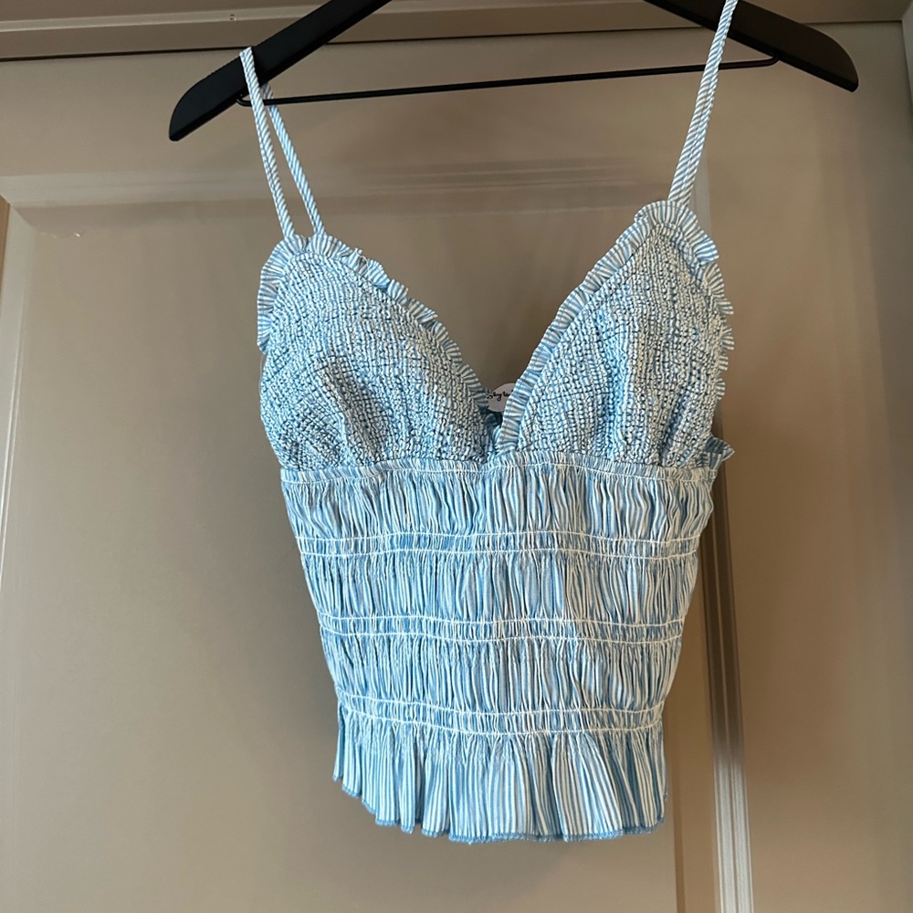 Blue Smocked Women's Top